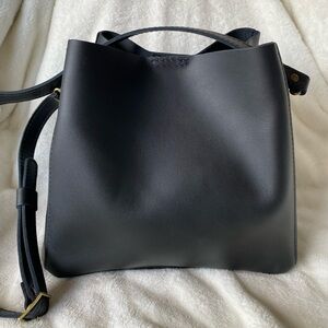 Portland Leather Goods Black Butterfly Bucket Bag